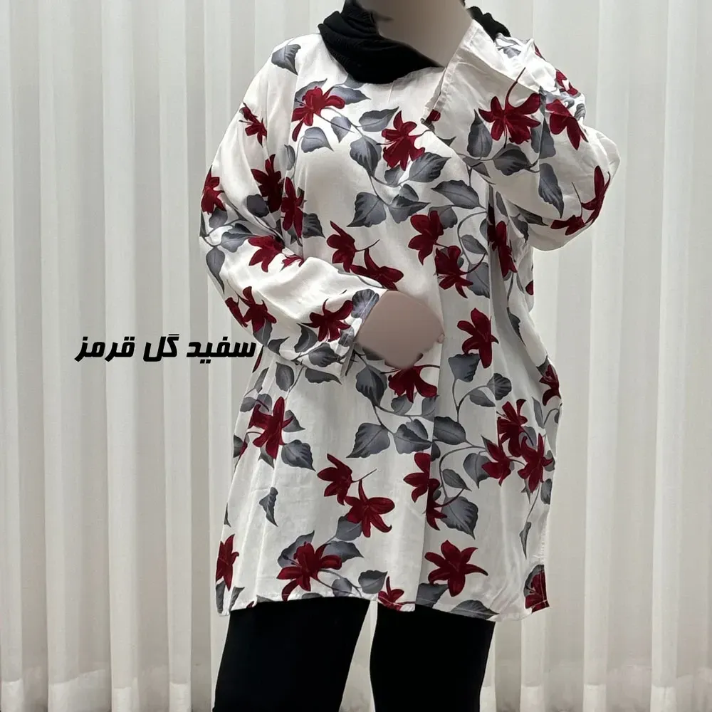 تونیک نخی زنانه طرحدار فری سایز مناسب تا سایز 52