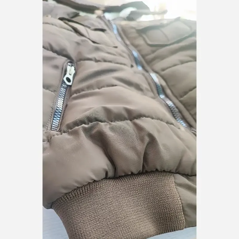 کاپشن خلبانی گرم بچگانه زمستانی کلاهدار رنگ قهوه ای شکلاتی سایز 50 تا 60