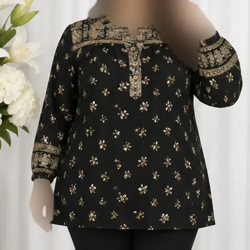 تونیک نخی سایز بزرگ طرح اندونزی مدل گلی