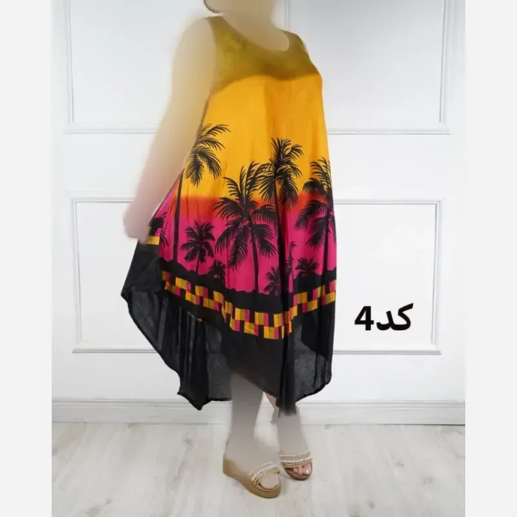 سارافون نخی هندی لطیف و سبک فری سایز مناسب تابستان زنانه