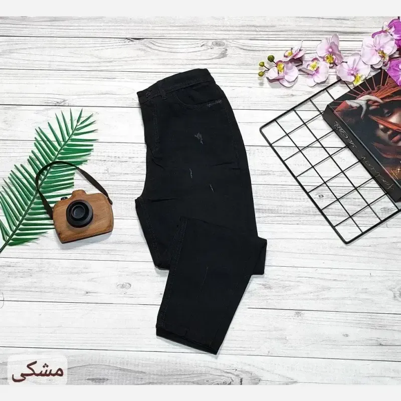 شلوار جین مام فیت زنانه پشت کمر کش رنگی سایز 36 تا 46