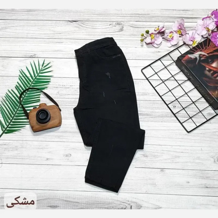 شلوار جین مام فیت زنانه پشت کمر کش رنگی سایز 36 تا 46
