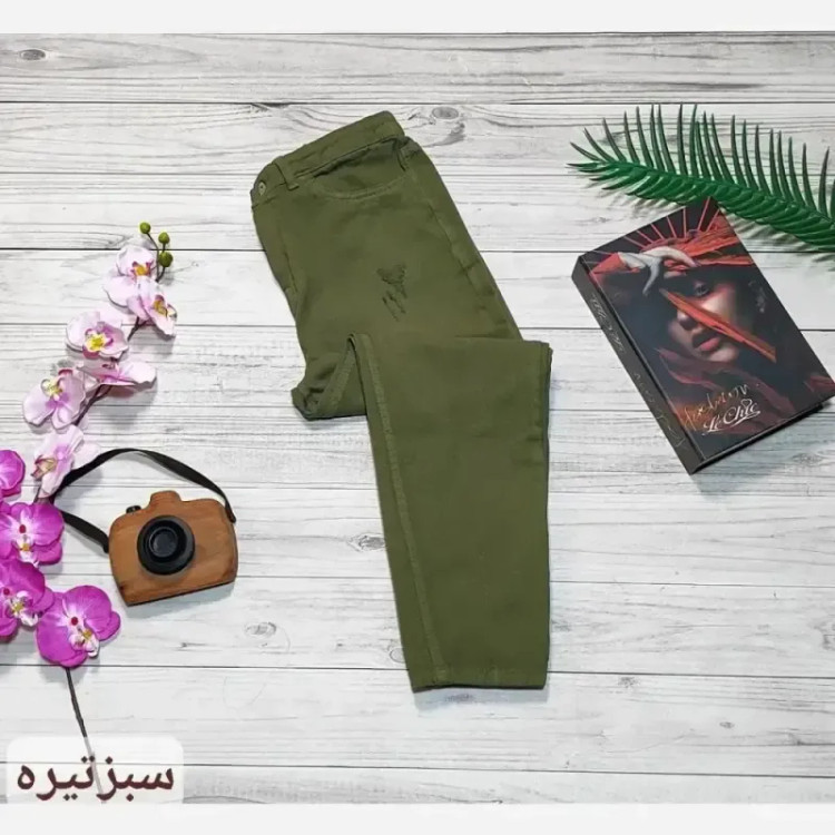 شلوار جین مام فیت زنانه پشت کمر کش رنگی سایز 36 تا 46