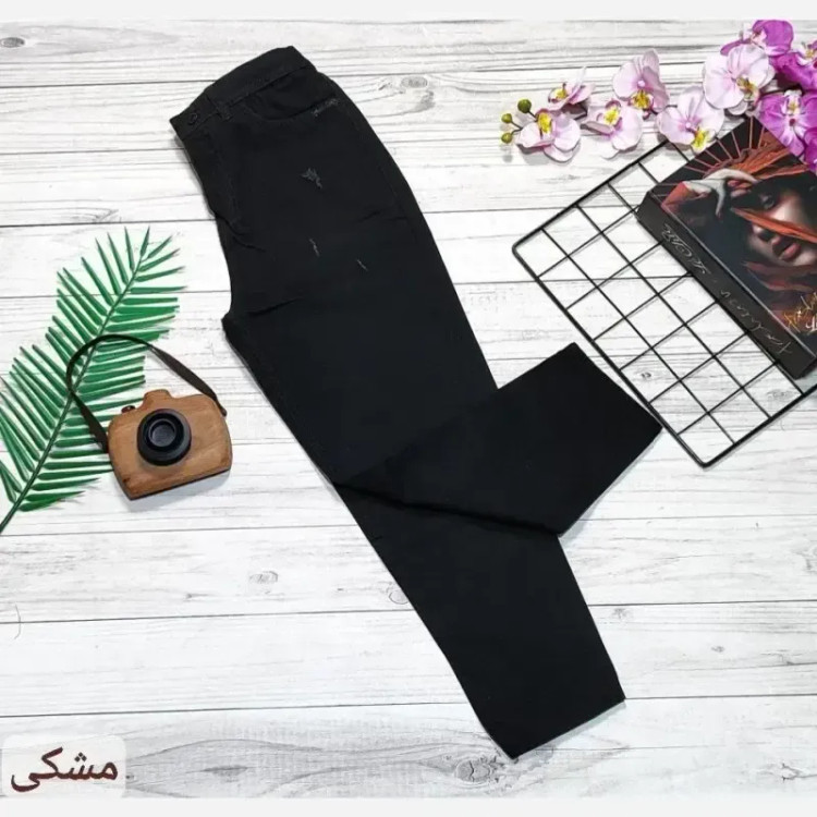 شلوار جین مام فیت زنانه پشت کمر کش رنگی سایز 36 تا 46