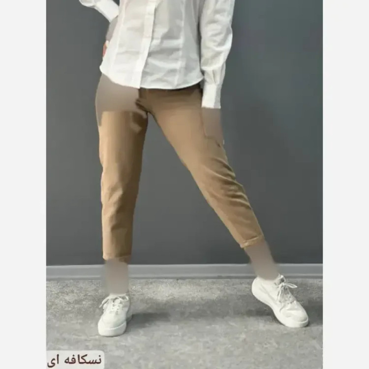 شلوار جین مام فیت زنانه پشت کمر کش رنگی سایز 36 تا 46